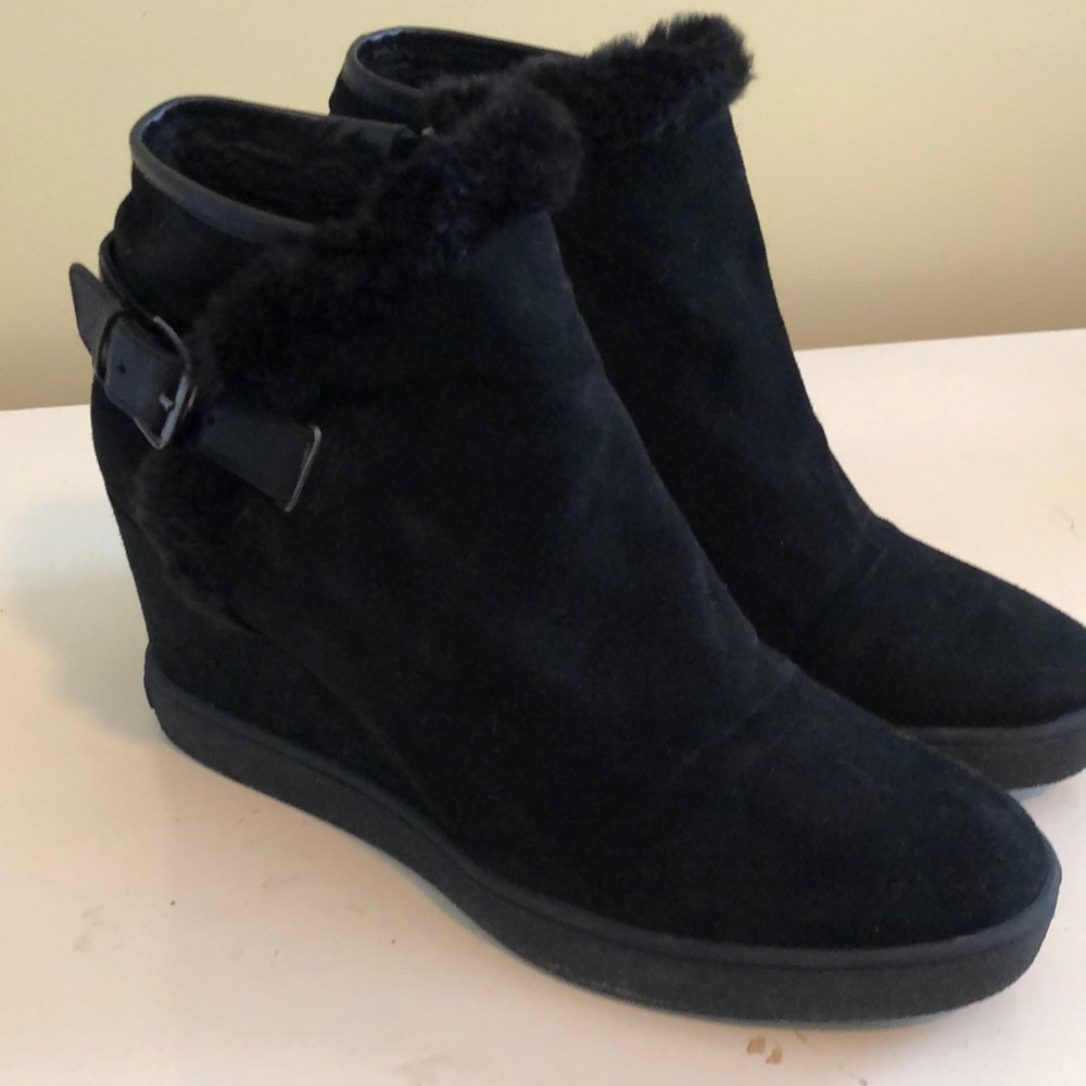 Aquatalia Suede Wedge Winter Ankle Booties 10